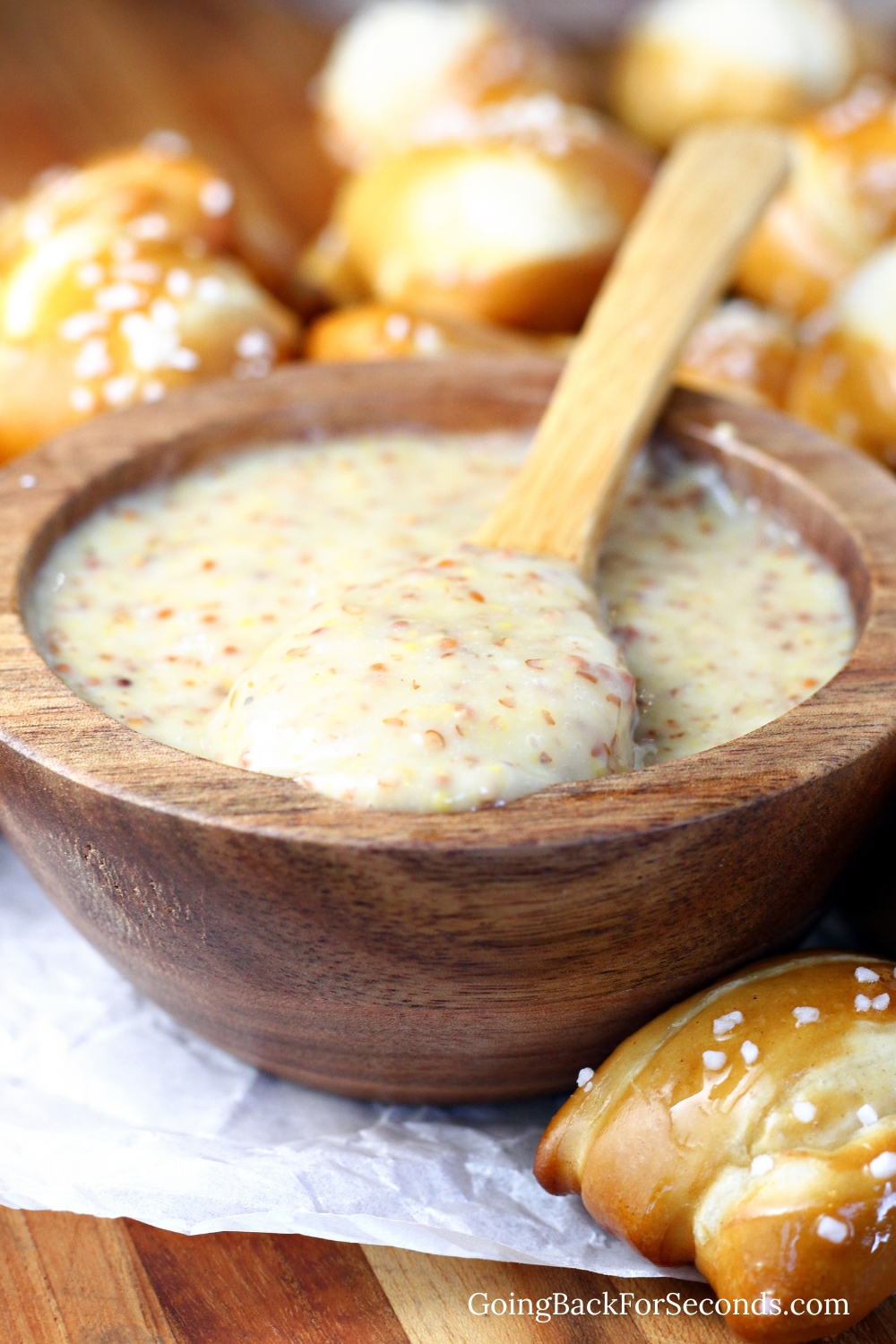 Chewy Pretzel Bites with Honey Mustard Dipping Sauce